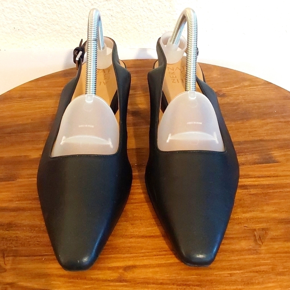 Naturalizer|Black Ginger Sling Back Heels Pointy Toe Sleek  Comfort Black 10M